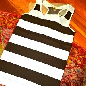 Active Tanks Brown And White Striped Tank Top OS Sm-lg NEW